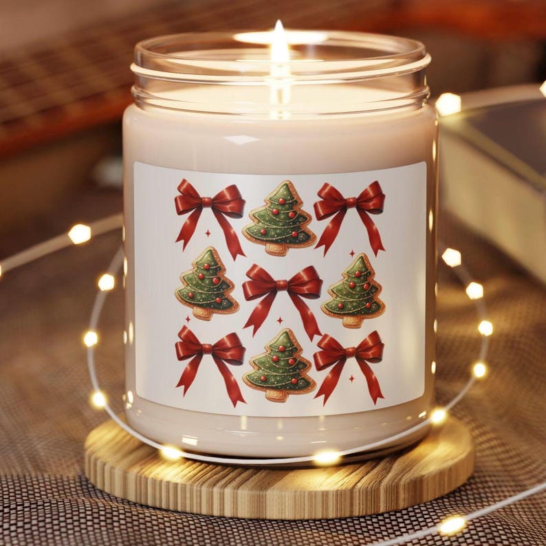 Christmas Tree Sugar Cookie Bow Candle, Scented Christmas Candle