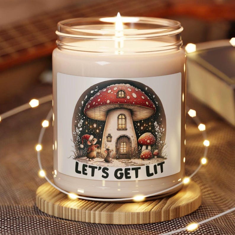 Christmas Mushroom Candle, Holiday Candle, Festive Scented Candle