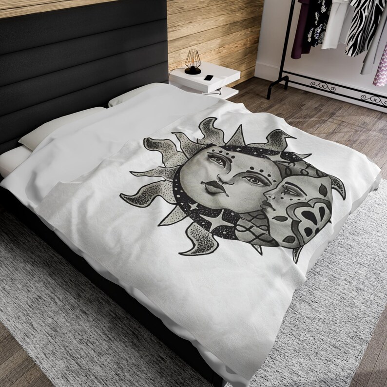 Blanket, Celestial Sun and Moon Design, Cozy Throw for Home Decor