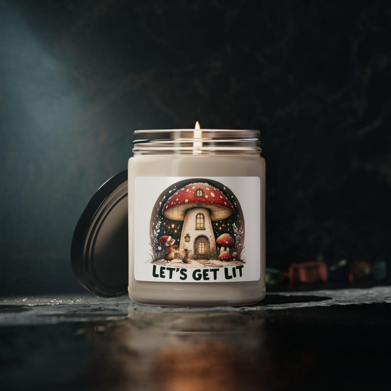 Christmas Mushroom Candle, Holiday Candle, Festive Scented Candle