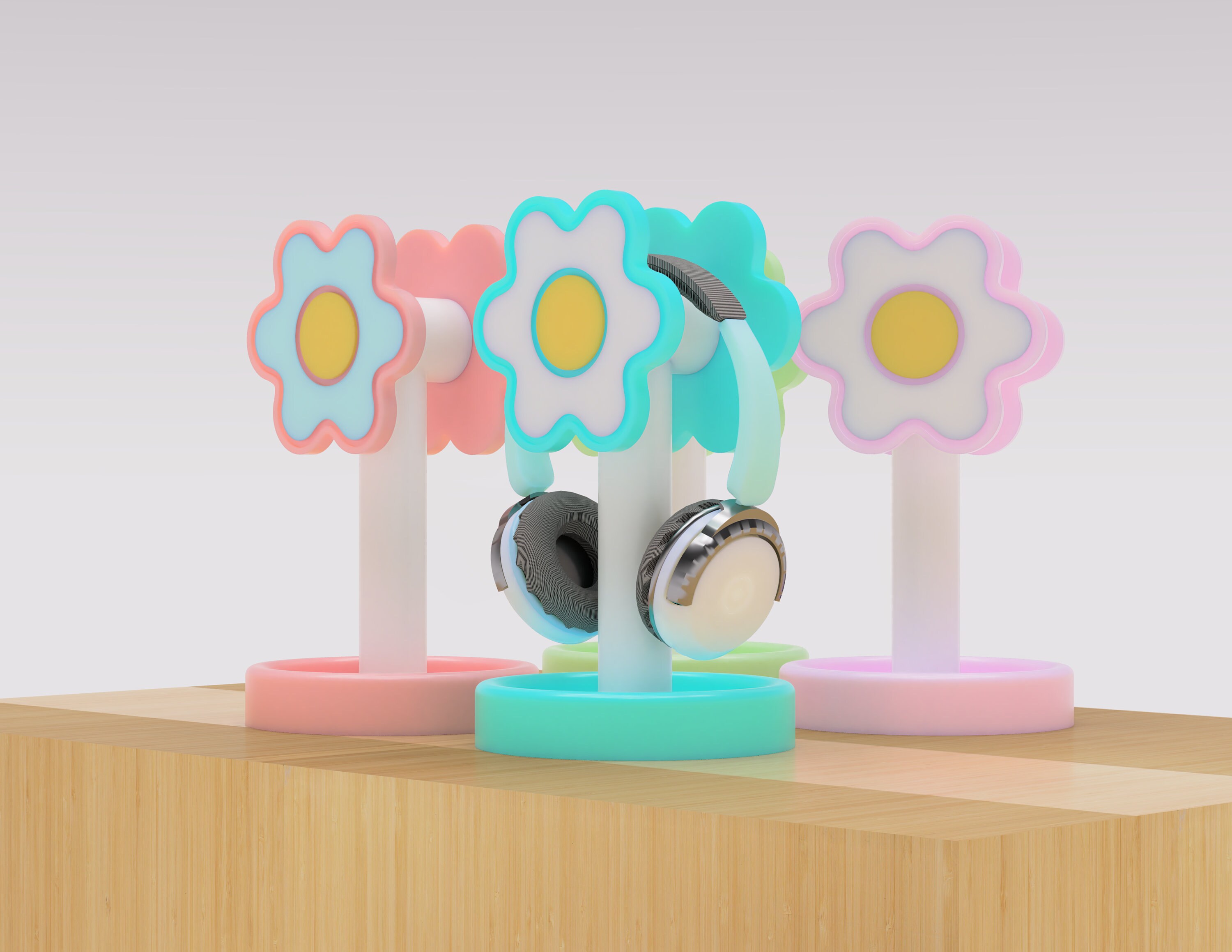3D Printable Headphone Holder With Flower Design, STL Digital File ...