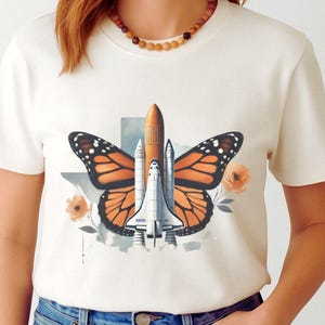 Houston Butterfly Shirt, Space City Skyline Tee, Downtown Nature Art, Bayou City Transformation Tshirt Gift, Urban Wildlife Graphic T-Shirt
