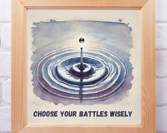 Choose Your Battles Wisely Printable Wall Art: Watercolor Ripple Digital Print | Made-to-Order Digital Download