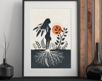 Goddess Feminine Art Print: Divine Feminine Gift, Mother Earth Canvas & Poster | Framed And Unframed 8x10 - 30x40