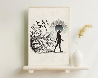 Letting Go Art Print: Boho Spiritual Transformation Poster | Framed & Unframed 8x10 - 36x48