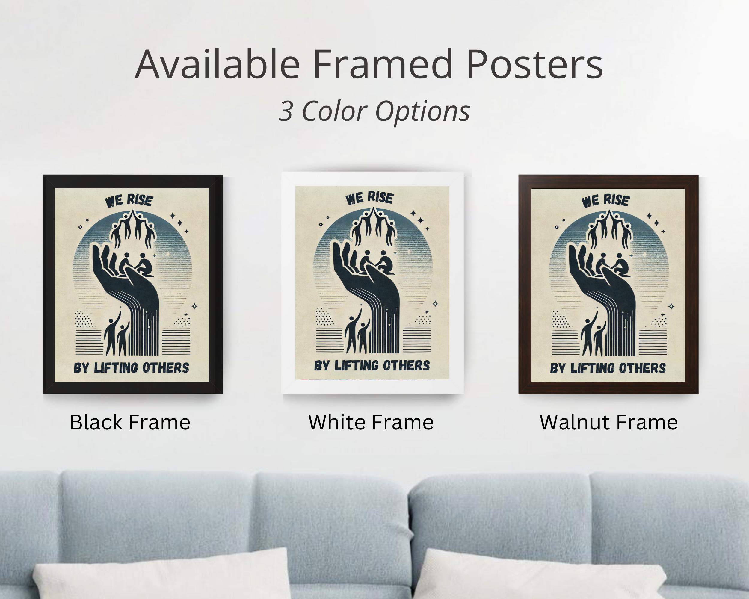 We Rise Partner Poster Vintage We Rise Art Print: Community Unity Teamwork Poster | Framed ...