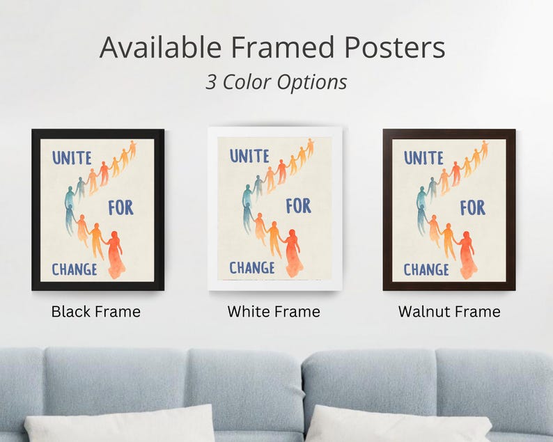 Unite for Change Art Print: Watercolor Community Unity Poster | Framed ...