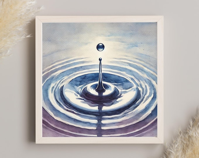Water Ripple Art Print: Calming Zen Watercolor Wall Decor (Framed & Unframed)