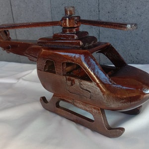 Handmade Miniature Wooden Helicopter, Unique Wood Toy, Kids Room Decor, Aircraft Model, Pilot Gift Idea
