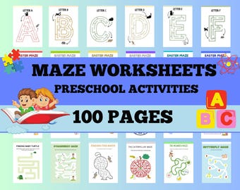 Maze Worksheets for Kids: Alphabet & Animal Mazes (Printable)
