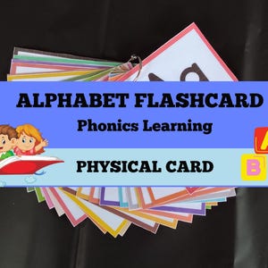 Flashcard dell'alfabeto, schede dalla A alla Z, esercizi di fonetica per bambini piccoli, apprendimento della fonetica, flashcard fisiche