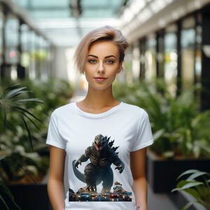 Vintage Godzilla Graphic T-Shirt, Japanese Monster Movie Poster Shirt, Retro Godzilla Art Tee Memorabilia for Men and Women, Green & Red tee