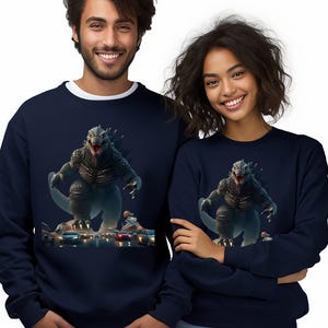 Vintage Godzilla Graphic Sweatshirts, Japanese Monster Movie Poster Sweatshirts, Retro Godzilla Art Tee Memorabilia for Men and Women, Gift