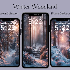 Winter Woodland - Wald Kollektion, Witchy Aesthetic Phone Wallpaper Set | Digitaler Download
