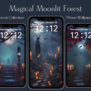 Magical Moonlit Forest - Forest Collection, Witchy Aesthetic Phone Wallpaper 12 IMAGE SUPER SET! | Digitaler Download