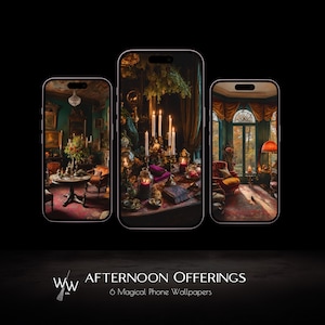 Ofertas de la tarde - Colección acogedora, fondo de pantalla para móvil con estética mística / Descarga digital
