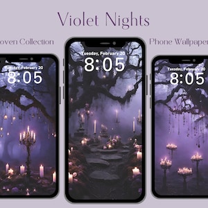 Violet Nights - Coven Collection, set di sfondi per telefono con estetica stregonesca / download digitale