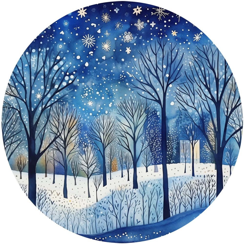10 Watercolor Whimsical Winter Blues Scenery Clipart Graphics