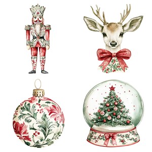 16 Watercolor Christmas Toile Clipart Graphics - Printable PNG Files ...