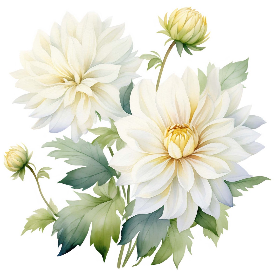 10 Watercolor Dahlia Flowers Clipart Printable Dahlias PNG Files for ...