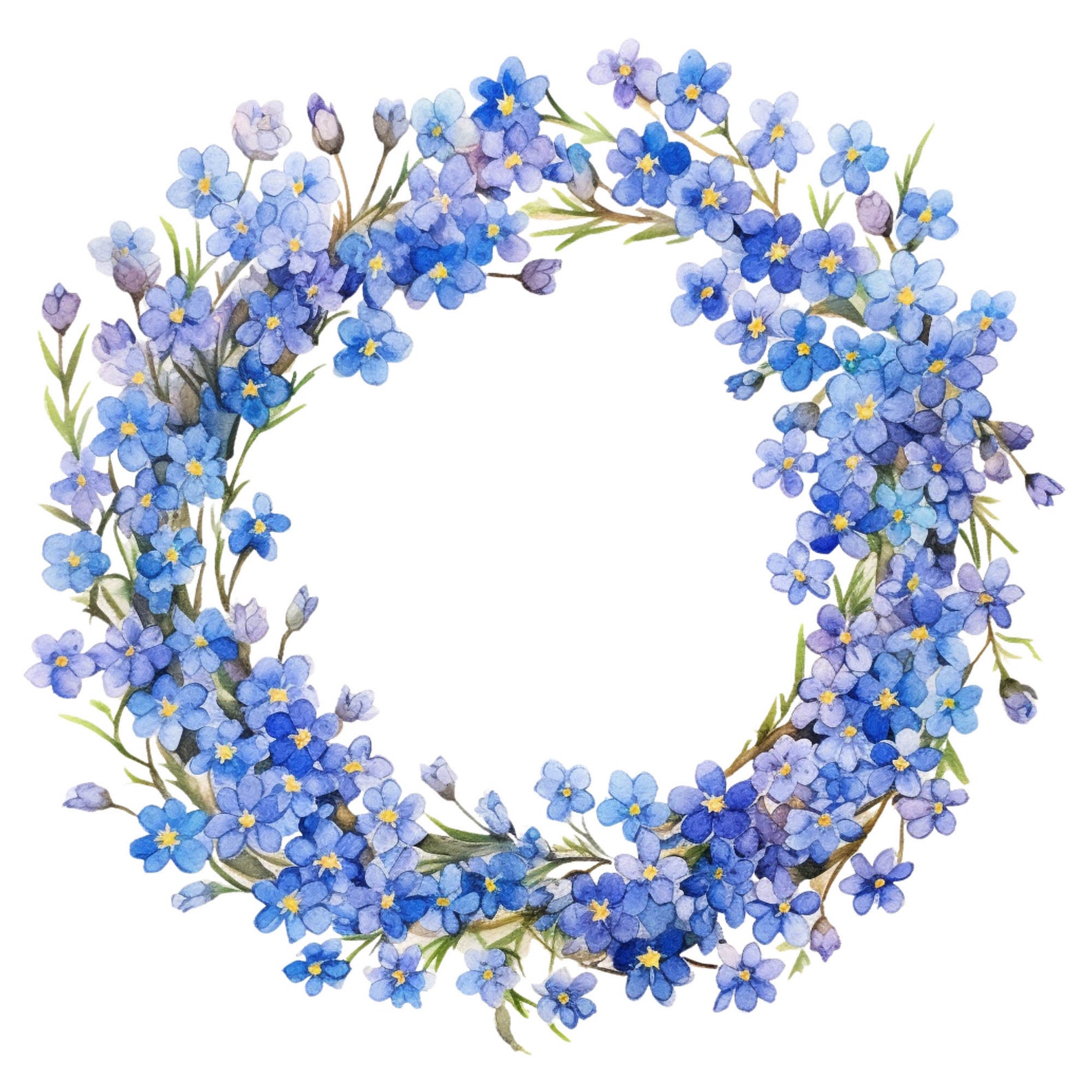 12 Forget Me Not Flowers Clipart Watercolor Graphics Digital Download ...