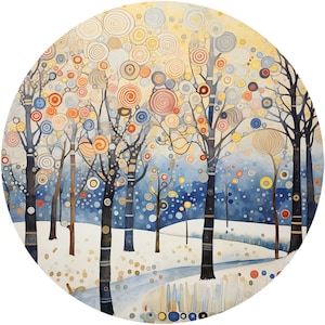 10 aquarelles inspirées de Klimt paysage d'hiver Clipart Graphics - fichiers PNG imprimables fond transparent - autocollants, aimants, papercraft