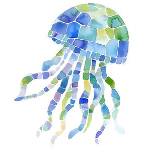 10 schattige zeeglas oceaandieren aquarel clipart-graphics - afdrukbare png-bestanden - transparante achtergrond - kaarten, papercraft, tijdschriften