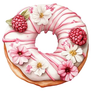 16 Clipart di ciambelle gourmet ad acquerello - Download digitale di file PNG con sfondo trasparente - Clip Art per inviti, carta, biglietti