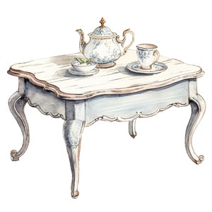 16 Watercolor French Shabby Style Furniture Clipart Digital PNG Files ...