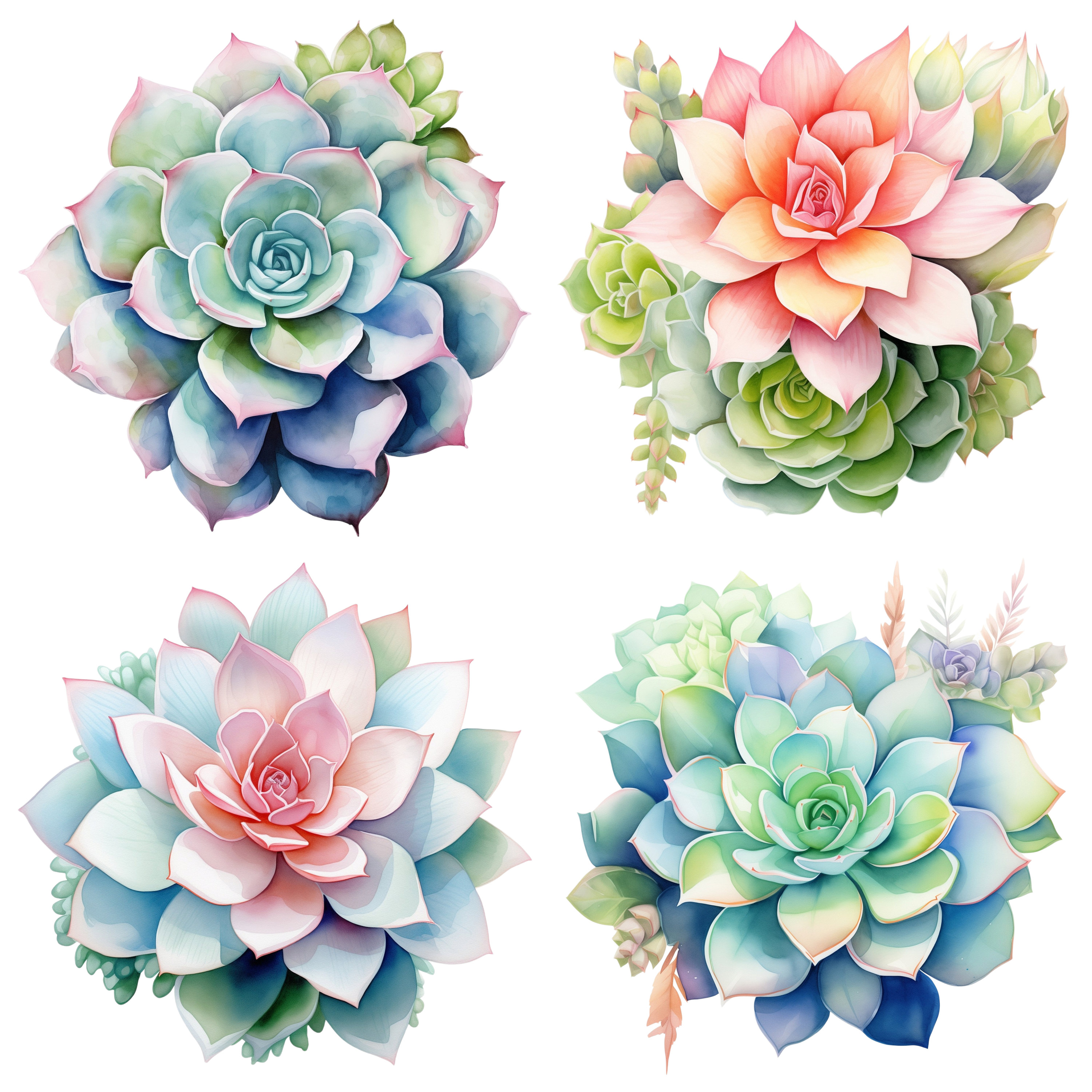 16 Watercolor Succulents Clipart Botanical Graphics - Digital Download ...