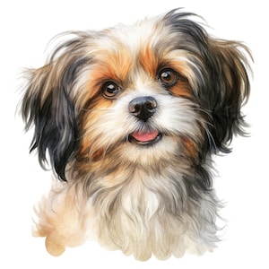 10 Cute Dog Portraits Clipart Watercolor Graphics - Digital Download Dogs PNG Files For Commercial Use Transparent Background - Papercraft