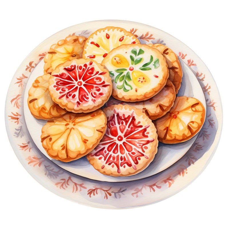 10 Watercolor Christmas Cookies Clipart Graphics Printable PNG Files ...