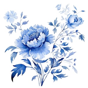 16 Chinoiserie bloem clipart aquarel graphics-digitale download PNG-bestanden voor commercieel gebruik transparante achtergrond-kaarten, papercraft