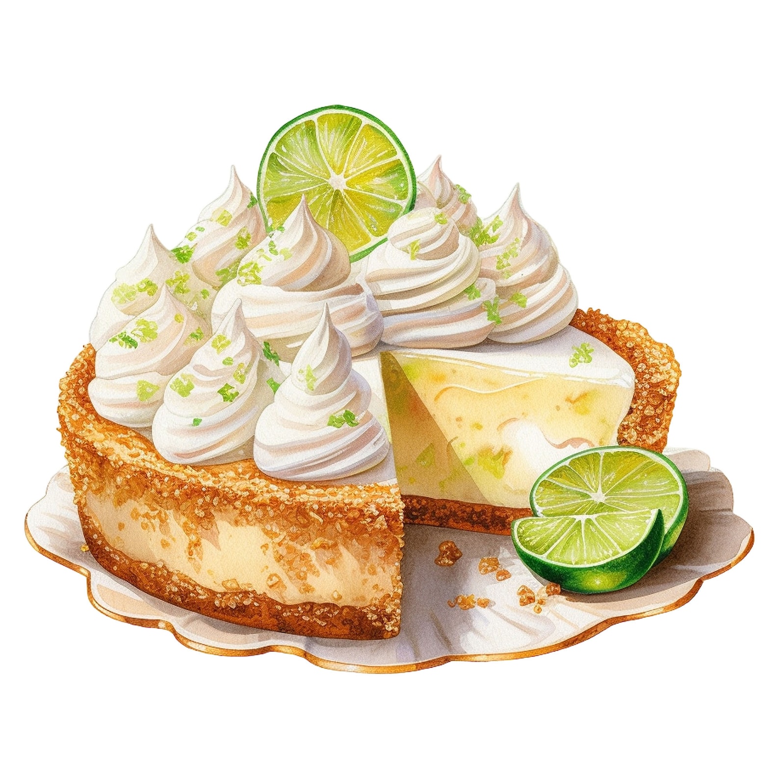 10 Watercolor Key Lime Pie Clipart Digital (Instant Download) Etsy