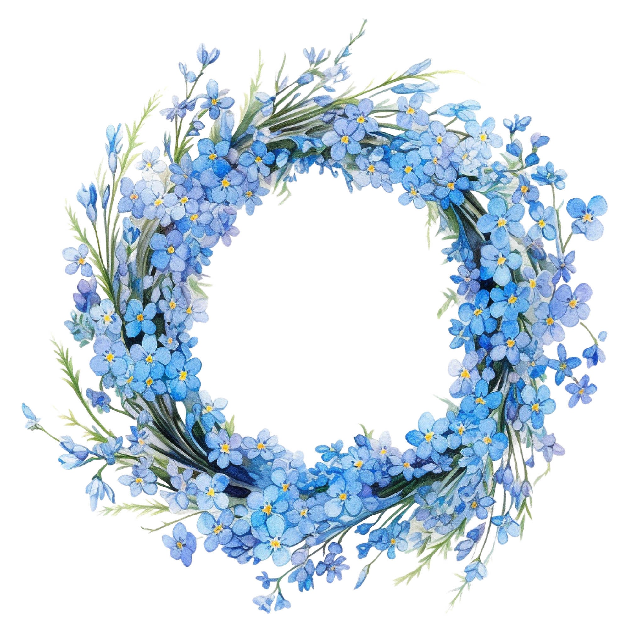 12 Forget Me Not Flowers Clipart Watercolor Graphics Digital Download ...