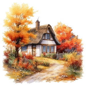 15 Gráficos de imágenes prediseñadas de tema de otoño de acuarela - Archivos PNG digitales para uso comercial Fondo transparente - Tarjetas, Diarios, Papercraft