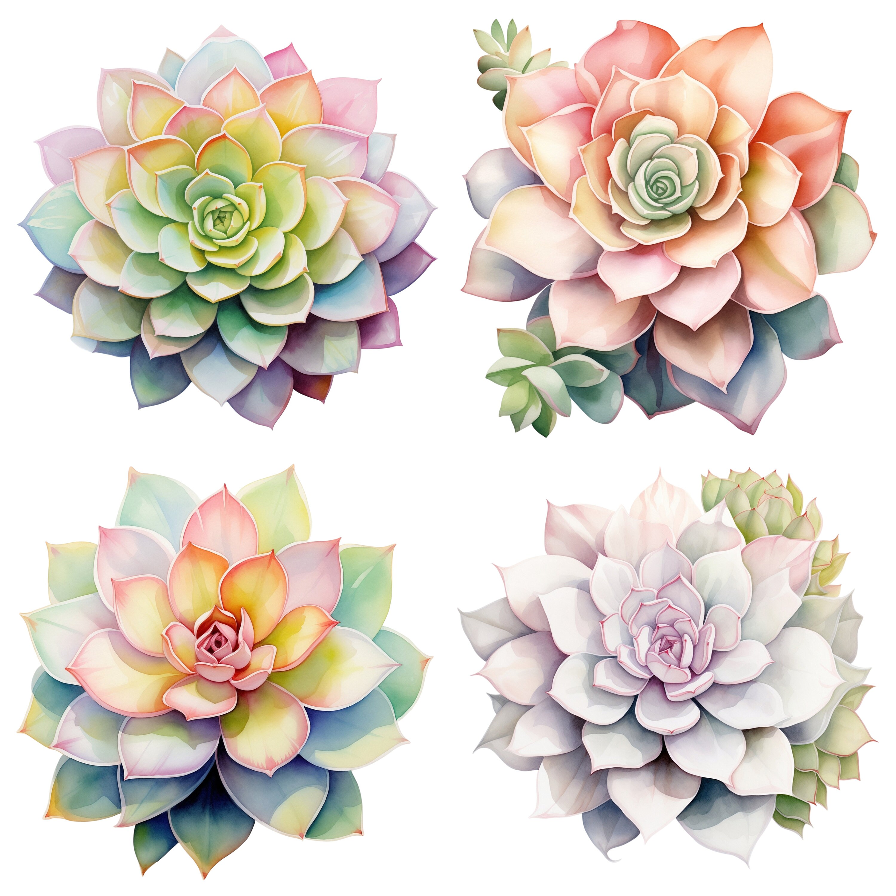 16 Watercolor Succulents Clipart Botanical Graphics - Digital Download ...
