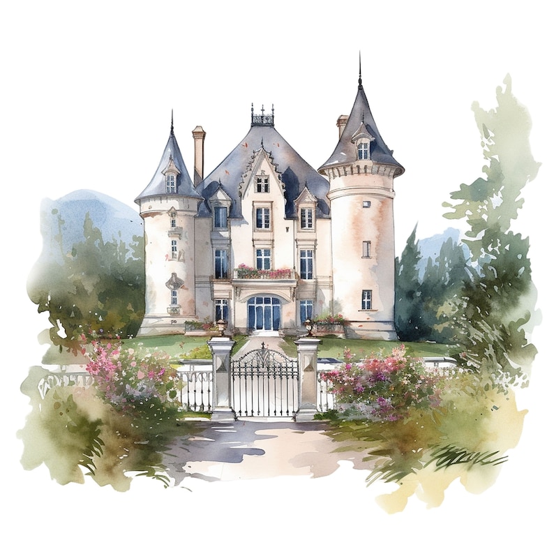 12-watercolor-french-chateau-clipart-digital-download-etsy