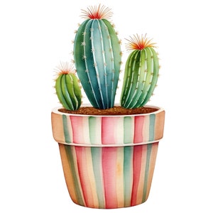 Watercolor Potted Cactus Clipart Graphics - Printable PNG Files ...