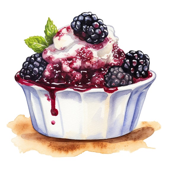 10 Watercolor Blackberry Cobbler Clipart Digital Download PNG Files for  Commercial Use Transparent Background Cards, Papercraft Clip Art - Etsy