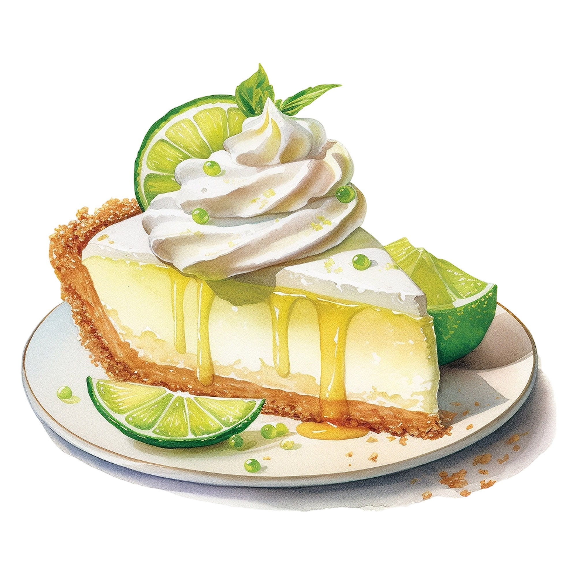 10 Watercolor Key Lime Pie Clipart Digital (Instant Download) Etsy