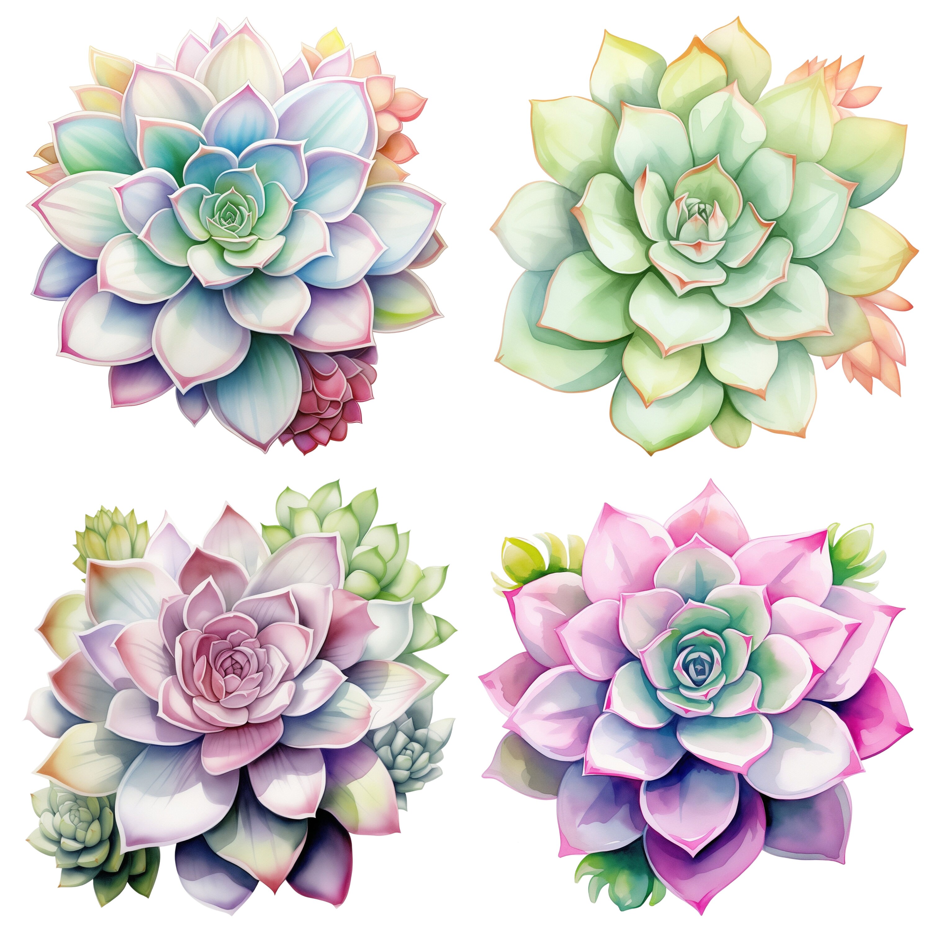 16 Watercolor Succulents Clipart Botanical Graphics - Digital Download ...