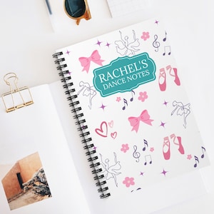 Personalized Dancer Notebook Dance Journal For Girls Cute Dance Gifts Dance Recital Gift Custom Ballet Gift For Daughter Dancing Themed Gift