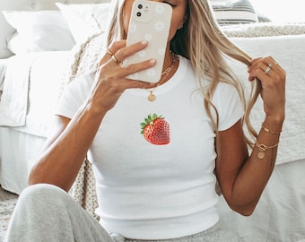 Strawberry Graphic Baby Tee: Y2K Coquette Crop Top