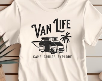 Camiseta de regalo para furgoneta, regalo divertido para furgoneta, camiseta para furgoneta, camiseta para acampada por carretera, camiseta retro para furgoneta camper, vida en furgoneta camper