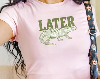 Y2K Alligator Graphic Baby Tee: Retro 90s Style