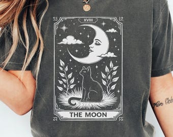 Comfort Colors The Moon Tarot Card Shirt, Celestial Tshirt, Moon Phase T-Shirt, Moon And Sun Shirt, Astronomy Tee, Boho Moon Shirt