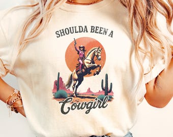 Comfort Colors Retro Cowgirl T-Shirt: Western Graphic Tee