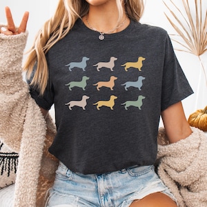 Dachshund T-Shirt: Colorful Wiener Dog Pattern, Dog Mom Tee