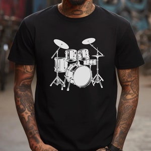 Drummer Shirt, Rock Band Tshirt, Drum Kit tee, Band Member Gift, Heavy Metal T-shirt, Drumming Shirt, Drum Set Top, Concert Tee